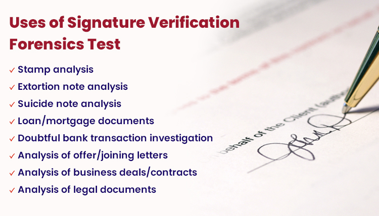 Uses of signature verification test